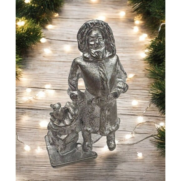 Vintage Pewter Old World Santa Claus Figurine With Toy Sack Christmas Decor - Picture 1 of 7